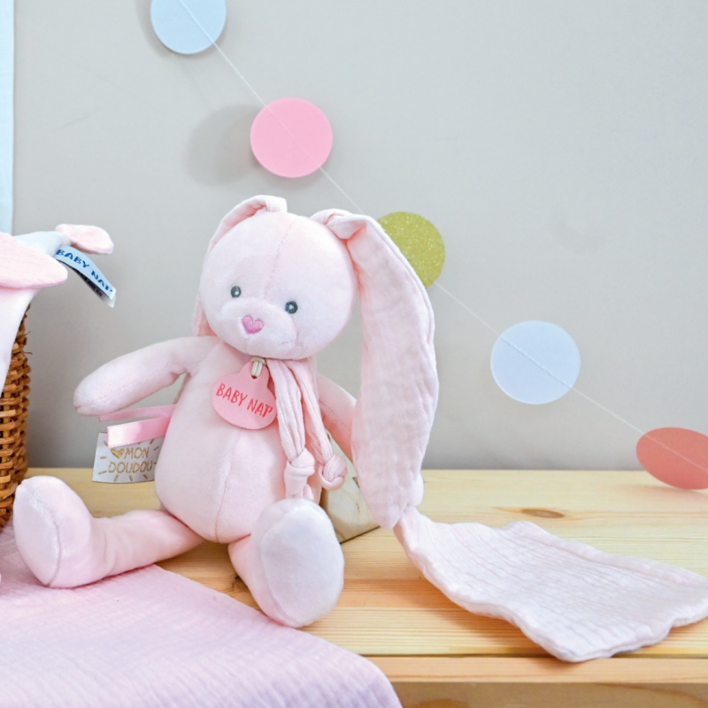  - lapin lange - peluche avec rose 25 cm 